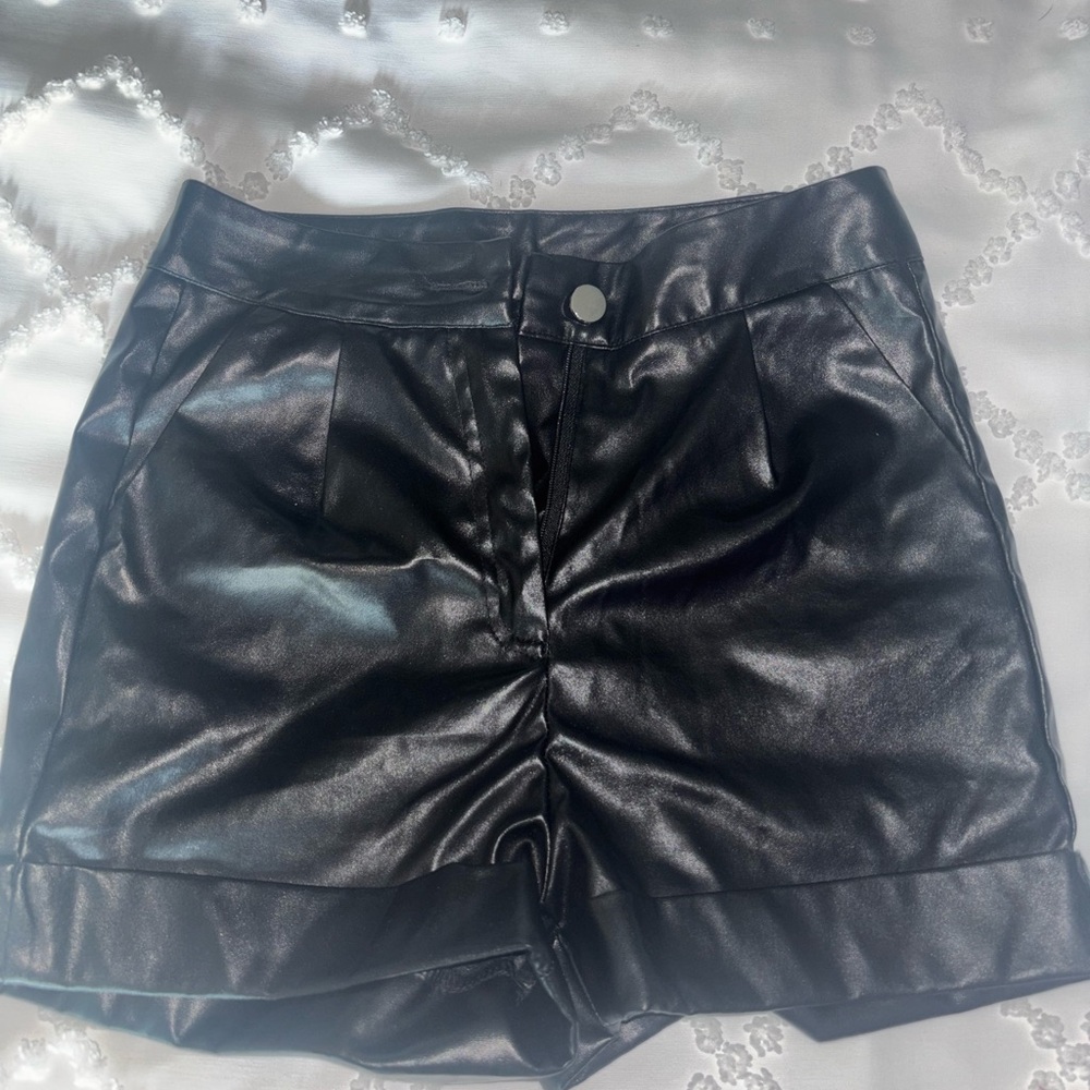 Black Leather Women's Shorts